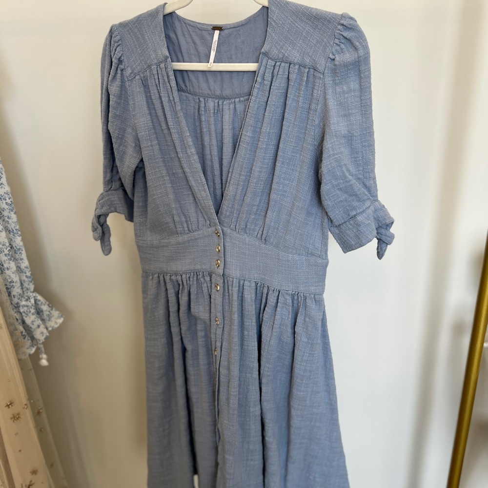 Elegant Free  People Blue Button-Down Dress
